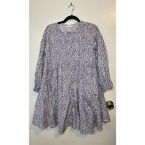 🔴 Q2 cottage core purple floral babydoll dress size s